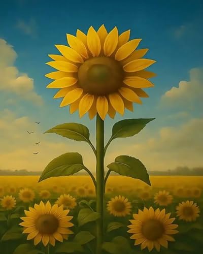 Weiniuniu Kreuzstich Stickpackung Sonnenblumen DIY Stickvorlagen Stickbilder 11CT Vorgedruckt Kreuzstich Set für Anfänger Home Decor 40x50 cm von Weiniuniu