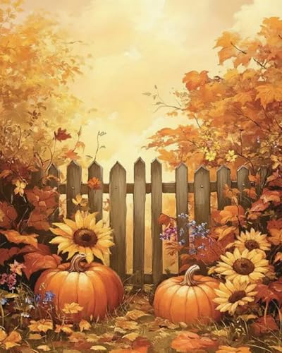 Weiniuniu Kreuzstich Stickpackung Sonnenblumenkürbis DIY Stickvorlagen Stickbilder 11CT Vorgedruckt Kreuzstich Set für Anfänger Home Decor 50x70 cm von Weiniuniu