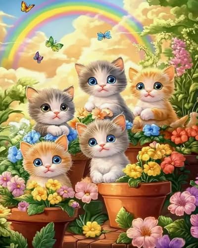 Weiniuniu Kreuzstich Stickpackung Süße Regenbogenkatze DIY Stickvorlagen Stickbilder 11CT Vorgedruckt Kreuzstich Set für Anfänger Home Decor 40x50 cm Weiniuniu Kreuzstich Stickpackung Süße Regenbogenkatze DIY Stickvorlagen Stickbilder 11CT Vorgedruckt Kreuzstich Set für Anfänger Home Decor 40x50 cm von Weiniuniu