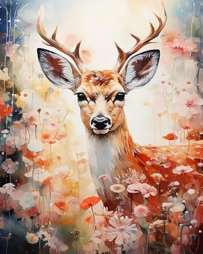 Weiniuniu Kreuzstich Stickpackung Tier Hirsch DIY Stickvorlagen Stickbilder 11CT Vorgedruckt Kreuzstich Set für Anfänger Home Decor 40x50 cm von Weiniuniu