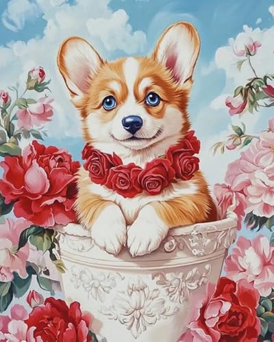 Weiniuniu Kreuzstich Stickpackung Tier-Hund DIY Stickvorlagen Stickbilder 11CT Vorgedruckt Kreuzstich Set für Anfänger Home Decor 50x70 cm von Weiniuniu