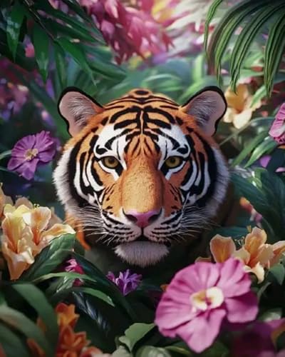 Weiniuniu Kreuzstich Stickpackung Tier-Tiger DIY Stickvorlagen Stickbilder 11CT Vorgedruckt Kreuzstich Set für Anfänger Home Decor 50x70 cm von Weiniuniu