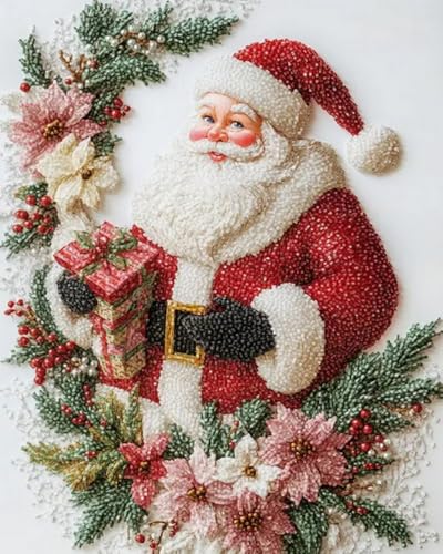 Weiniuniu Kreuzstich Stickpackung Weihnachtsmann DIY Stickvorlagen Stickbilder 11CT Vorgedruckt Kreuzstich Set für Anfänger Home Decor 50x70 cm von Weiniuniu