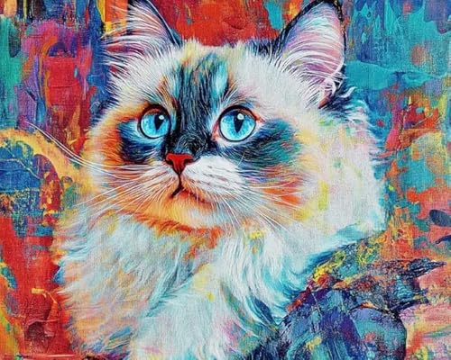 Weiniuniu Kreuzstich Stickpackung Zierkatze DIY Stickvorlagen Stickbilder 11CT Vorgedruckt Kreuzstich Set für Anfänger Home Decor 50x70 cm von Weiniuniu