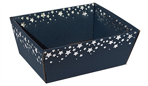 10 Stück"Präsentkorb Sternenregen blau" mittel, Weihnachtskorb, Geschenkkorb aus Wellpappe von Weinkarton24.com