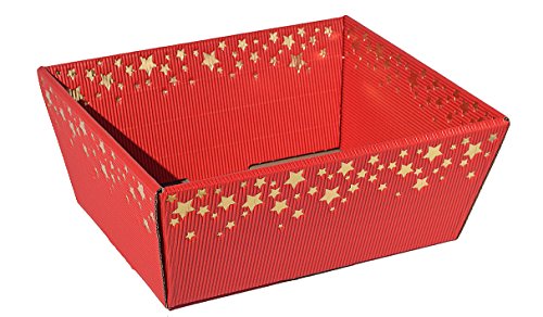 10 Stück Präsentkorb Sternenregen rot mittel, Geschenkekorb aus Wellpappe von Weinkarton24.com