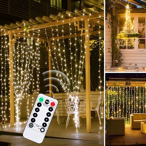 Lichterketten, 300 LED Lichtervorhang Innen 3x3m, 8 Modi Lichterkette Vorhang mit USB, Hängend Lichterketten für AußEn & Innen, Warmweiß Streifenvorhang für Hochzeit Party Wand Weihnachtsdeko Lichterketten, 300 LED Lichtervorhang Innen 3x3m, 8 Modi Lichterkette Vorhang mit USB, Hängend Lichterketten für AußEn & Innen, Warmweiß Streifenvorhang für Hochzeit Party Wand Weihnachtsdeko von Weiongppy