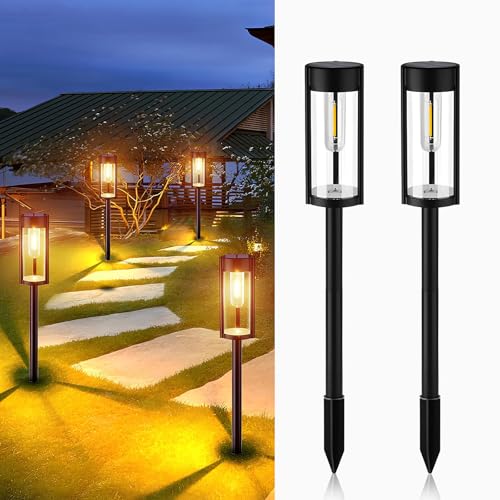 Weiongppy Garten Solarleuchten FüR AußEn,2 StüCk Solar Lampen Garten,Warmweiß Wolfram Licht,Ip65 Wassserdicht,Solar Wegeleuchte FüR AußEn,FüR Garten, Terrasse, Landschaft, Gehweg, Warmweiß von Weiongppy