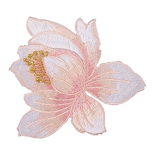 Aufnäher zum Aufbügeln, Lotus-Patch, Blumen-Applikation, schöne Rosenblüten-Stickerei-Applikation – 1 Stück Stickapplikation für DIY-Kleidung (8,5 x 8,5 cm) von Weiye