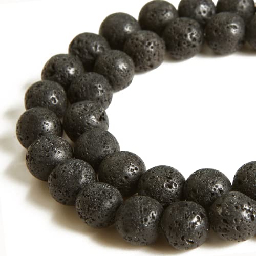 100 Stück 10 mm schwarze Lava-Perlen, natürliche Edelsteinperlen, runde lose Perlen zum Basteln und zur Schmuckherstellung 100 Stück 10 mm schwarze Lava-Perlen, natürliche Edelsteinperlen, runde lose Perlen zum Basteln und zur Schmuckherstellung von Weiyiziens