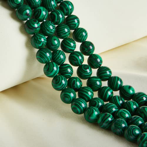 45 Stück 8 mm natürliche Malachit-Perlen, Edelsteinperlen, runde lose Perlen für Schmuckherstellung von Weiyiziens