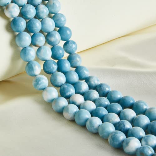60 Stück 6 mm natürliche Larimar-Perlen, Edelsteinperlen, runde lose Perlen für Schmuckherstellung von Weiyiziens