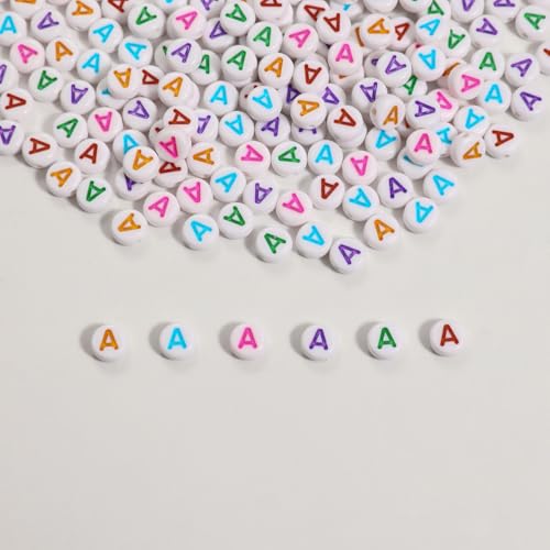 Buchstabenperlen, Acryl, Buchstabe A, für Schmuck- und Armbandherstellung, 4 x 7 mm, Weiß und bunt, 300 Stück Buchstabenperlen, Acryl, Buchstabe A, für Schmuck- und Armbandherstellung, 4 x 7 mm, Weiß und bunt, 300 Stück von Weiyiziens