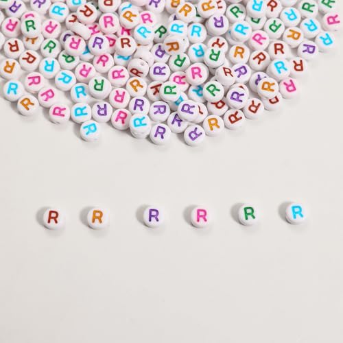 Buchstabenperlen, Acryl, Buchstabe R, für Schmuck- und Armbandherstellung, 4 x 7 mm, Weiß und bunt, 300 Stück Buchstabenperlen, Acryl, Buchstabe R, für Schmuck- und Armbandherstellung, 4 x 7 mm, Weiß und bunt, 300 Stück von Weiyiziens