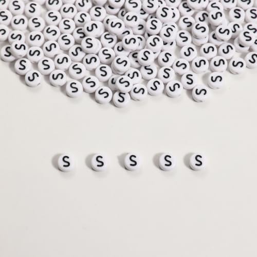 Buchstabenperlen, Acryl, Buchstabe S, für Schmuck- und Armbandherstellung, 4 x 7 mm, Weiß und Schwarz, 300 Stück Buchstabenperlen, Acryl, Buchstabe S, für Schmuck- und Armbandherstellung, 4 x 7 mm, Weiß und Schwarz, 300 Stück von Weiyiziens