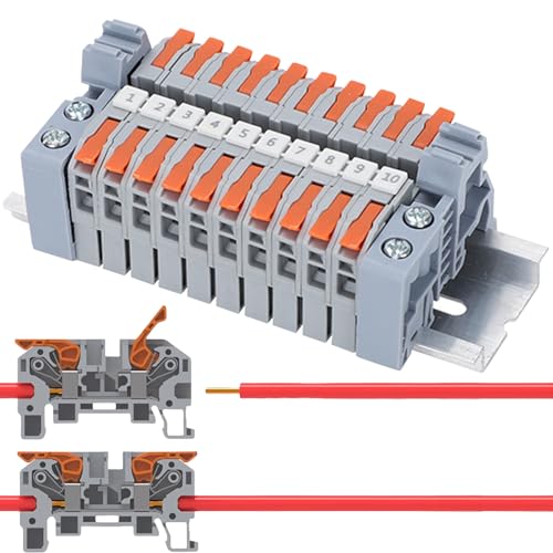 10 Stück Reihenklemmen Hutschiene 0,5-2,5mm² Lüsterklemmen Steckbar Klemmen Elektro Klemmleiste Hutschiene Schnellen Verdrahten,Durchgangsklemme für Präzise Leitende Elektrische Verbindungsklemmen von Wekuw