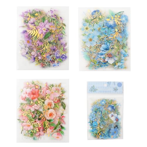 Blumen Aufkleber Set 120 Stück - Vintage Scrapbooking Sticker, Transparente Dekorative Pflanze Sticker für DIY Tagebücher, Karten, Fotoalben Blumen Aufkleber Set 120 Stück - Vintage Scrapbooking Sticker, Transparente Dekorative Pflanze Sticker für DIY Tagebücher, Karten, Fotoalben von Wekuw