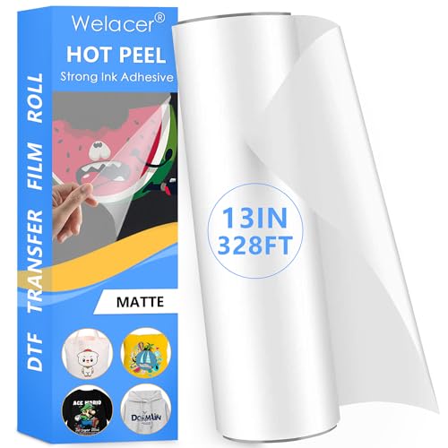 DTF-Transferfolienrolle, 13Zoll x328Fuß, für Sublimation, doppelseitige, transparente Vorbehandlungsblätter, PET-Wärmeübertragungspapier für Tintenstrahldrucker, Direktdruck auf T-Shirts und Textilien DTF-Transferfolienrolle, 13Zoll x328Fuß, für Sublimation, doppelseitige, transparente Vorbehandlungsblätter, PET-Wärmeübertragungspapier für Tintenstrahldrucker, Direktdruck auf T-Shirts und Textilien von Welacer