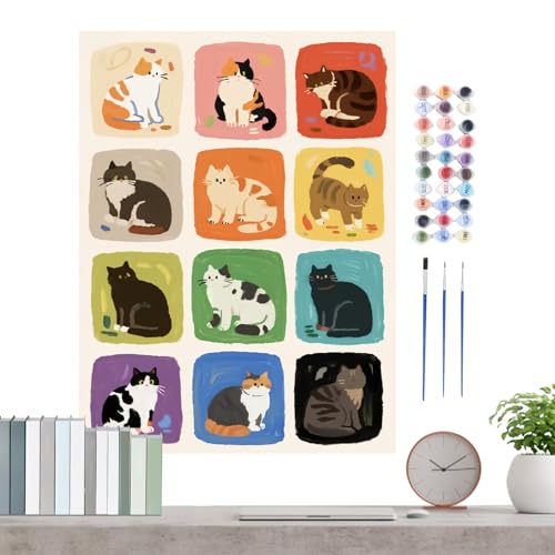 Weldphur Hunde Malen Nach Zahlen Tiere | Katze Malen Nach Zahlen Set Mit Pinseln,Kunst Set Für Thanksgiving Studentenzimmer Geburtstag Zuhause Schlafzimmer Schule von Weldphur