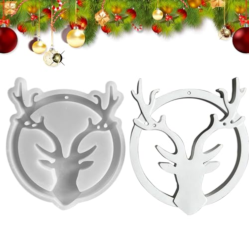 Weldphur Weihnachtselch-Silikonform – Hirschgeweih, Gipsformen aus Silikon – leicht zu lösen, antihaftbeschichtet, Tierform für Weihnachten, Gips, Seife, Anhänger, Epoxidharz, Basteln, Kerzen von Weldphur