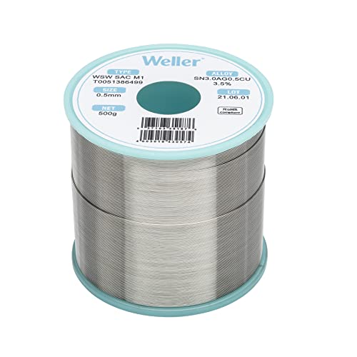 Weller WSW SAC M1 (T0051386499) Bleifreier Lötdraht, Ø 0,5 mm, Legierung Sn96.5Ag3Cu0.5, Flussmittelgehalt 3,5%, 500 g von Weller