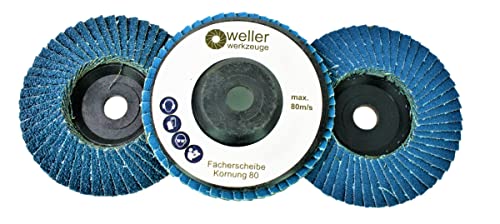 WELLERWERKZEUGE | 3er Set Fächerscheibe passend für Bosch GWS 10,8V 12V 76x10mm Körnung:60/80/120 Zubehör für mini Akku Winkelschleifer Stahl Edelstahl Holz von Wellerwerkzeuge