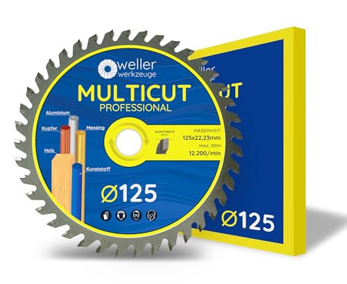 WELLERWERKZEUGE | MULTICUT Sägeblatt 125mm für Holz, Kunststoff Ne Metalle wie Alu Kupfer Messing Trennscheibe 40 Zähne von Wellerwerkzeuge