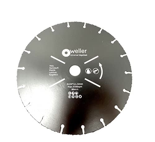 WELLERWERKZEUGE | Multi Sägeblatt Trennscheibe 230x22,23mm Winkelschleifer für Laminat Holz Kunststoff Nagelfest von Wellerwerkzeuge