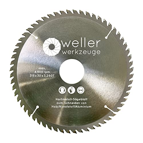WELLERWERKZEUGE | Profi HM Kreissägeblatt Sägeblatt 315x30mm und 315x25mm 60 Zähne für holz Kunststoff Aluminium universal passend für Kreissäge Tischsäge Gehrungssäge Kappsäge Makita WELLERWERKZEUGE | Profi HM Kreissägeblatt Sägeblatt 315x30mm und 315x25mm 60 Zähne für holz Kunststoff Aluminium universal passend für Kreissäge Tischsäge Gehrungssäge Kappsäge Makita von Wellerwerkzeuge