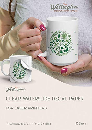 Wellington Specialty Craft Supplies Waterslide Aufkleberpapier, laserklar, 20 Blatt, A4 Größe von Wellington Specialty Craft Supplies