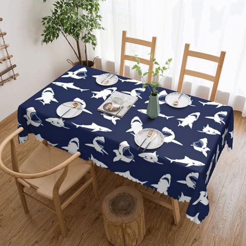 Elegante Tischdecke mit Haifischmuster und verschiedenen Gesten, stilvolle Heimdekoration, Stoff für Esstische, Hochzeiten und Veranstaltungen von WenDang