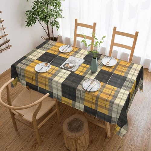 Elegante Tischdecke mit Karomuster, stilvolle Dekoration für Esstische, Hochzeiten und Events, Gelb / Grau / Schwarz von WenDang