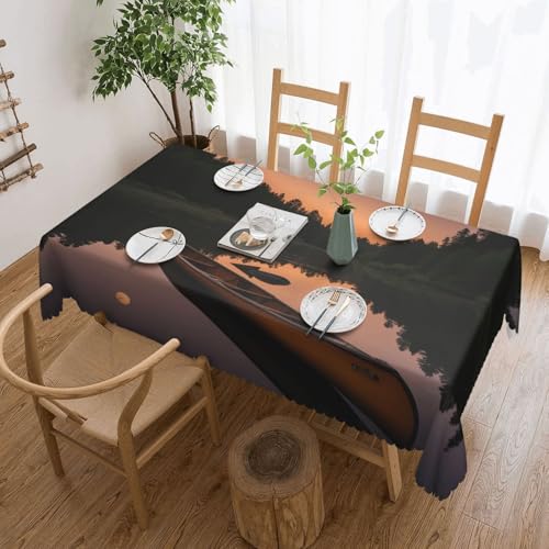 Elegante Tischdecke mit Mondschein, Kanu-Allagash-Druck, stilvolle Heimdekoration, Stoff für Esstische, Hochzeiten und Veranstaltungen von WenDang