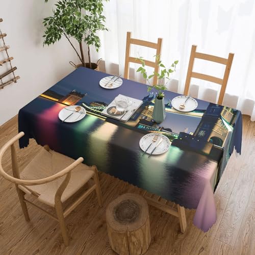 Elegante Tischdecke mit Motiv "Night London Tower Bridge", stilvolle Dekoration für Esstische, Hochzeiten und Veranstaltungen von WenDang