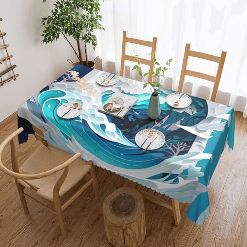 Elegante Tischdecke mit Ozeanwellen-Druck, stilvolle Heimdekoration für Esstische, Hochzeiten und Veranstaltungen von WenDang