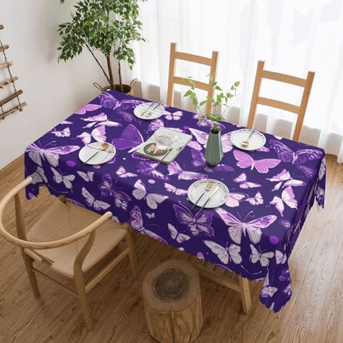 Elegante Tischdecke mit Schmetterlings-Motiv, stilvolle Heimdekoration, Stoff für Esstische, Hochzeiten und Events, Violett von WenDang