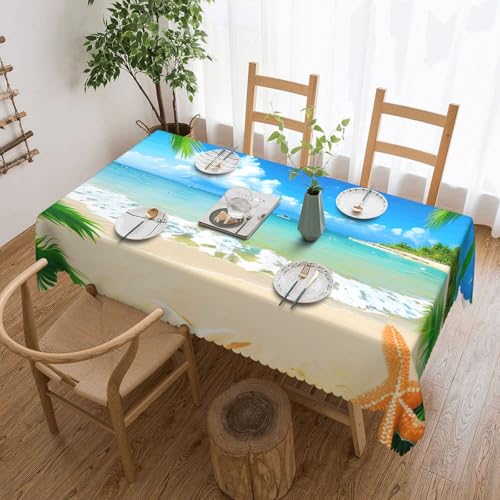 Elegante Tischdecke mit Seestern-Strand- und Meerpalmen-Druck, stilvolle Heimdekoration, Stoff für Esstische, Hochzeiten und Veranstaltungen Elegante Tischdecke mit Seestern-Strand- und Meerpalmen-Druck, stilvolle Heimdekoration, Stoff für Esstische, Hochzeiten und Veranstaltungen von WenDang