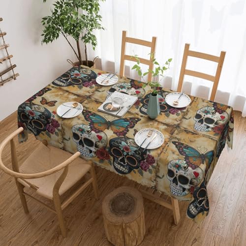 Elegante Tischdecke mit Totenkopf-Motiv, Motiv: Zuckerschädel, Schmetterling, stilvolle Heimdekoration für Esstische, Hochzeiten und Veranstaltungen Elegante Tischdecke mit Totenkopf-Motiv, Motiv: Zuckerschädel, Schmetterling, stilvolle Heimdekoration für Esstische, Hochzeiten und Veranstaltungen von WenDang