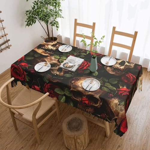 Elegante Tischdecke mit Totenkopf- und Rose-Druck, stilvolle Heimdekoration für Esstische, Hochzeiten und Veranstaltungen Elegante Tischdecke mit Totenkopf- und Rose-Druck, stilvolle Heimdekoration für Esstische, Hochzeiten und Veranstaltungen von WenDang