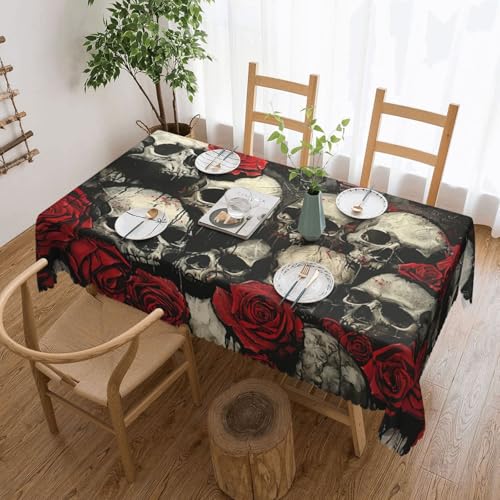 Elegante Tischdecke mit Totenkopf- und Rose-Druck, stilvolle Heimdekoration für Esstische, Hochzeiten und Veranstaltungen Elegante Tischdecke mit Totenkopf- und Rose-Druck, stilvolle Heimdekoration für Esstische, Hochzeiten und Veranstaltungen von WenDang