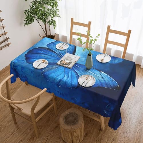 Elegante Tischdecke mit blauem Schmetterlings-Druck, stilvolle Heimdekoration für Esstische, Hochzeiten und Veranstaltungen von WenDang