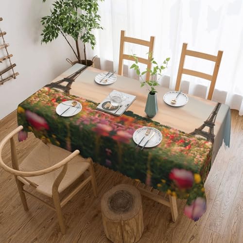 Elegante Tischdecke mit schönem Eiffelturm-Motiv und Paris-Druck, stilvolle Heimdekoration, Stoff für Esstische, Hochzeiten und Veranstaltungen von WenDang