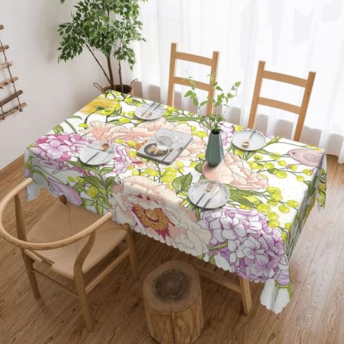 Elegante Tischdecke mit violettem und gelbem Blumendruck, stilvolle Dekoration für Esstische, Hochzeiten und Veranstaltungen Elegante Tischdecke mit violettem und gelbem Blumendruck, stilvolle Dekoration für Esstische, Hochzeiten und Veranstaltungen von WenDang