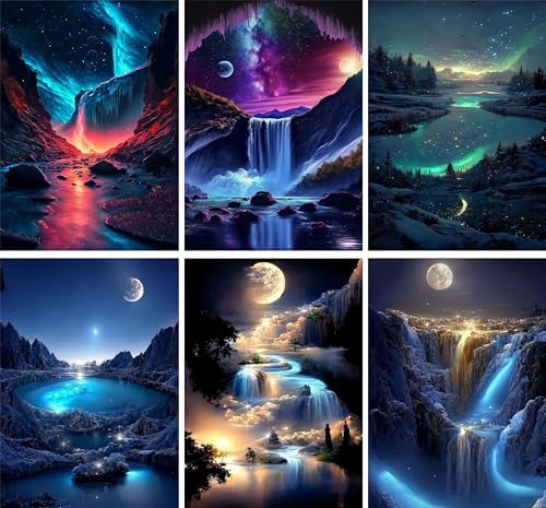 Wenfdrtr 6 Pack Diamond Painting Set Erwachsene- Landschaft Diamond Painting Set Erwachsene, 5D Diamant Painting Bilder Landscape für Home Wall Decor (30x40cm) von Wenfdrtr