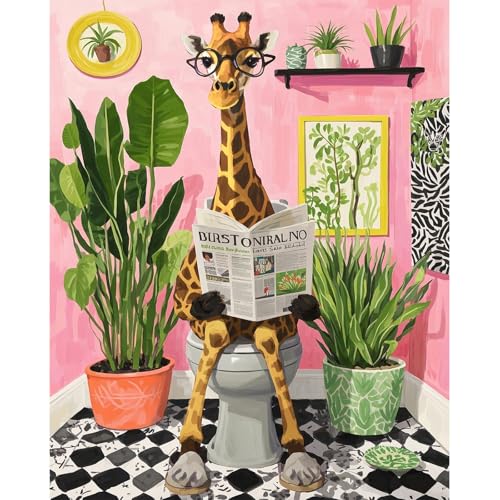 Wenfdrtr Malen Nach Zahlen Kinder ab 6 7 8 9 10 Jahre Mädchen - Giraffe Malen Nach Zahlen Kits Anfänge, DIY Ölgemälde Leinwand Acrylfarbe Geschenk 40 x 50 cm von Wenfdrtr