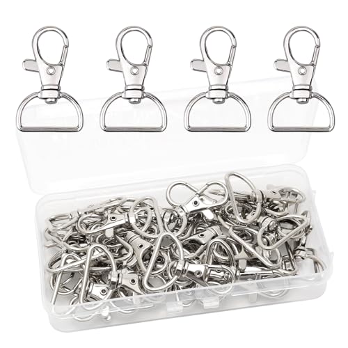 40 Stück Silber Schwenker Karabiner Schlüsselanhänger mit D-Ring, Schwenk 360° Drehbar, Innenbreite 25mm Schlüsselkarabiner für Rucksack, Handtasche, DIY von Weniubit