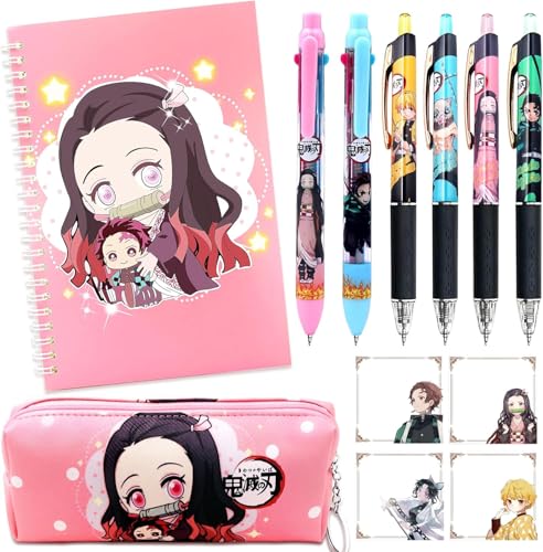 Wenkmiss Anime Monster Merchandise Geschenk – Schulbedarf für Mädchen, inklusive Spiralnotizbuch, neutraler Stift, mehrfarbiger Stift, Armband Wenkmiss Anime Monster Merchandise Geschenk – Schulbedarf für Mädchen, inklusive Spiralnotizbuch, neutraler Stift, mehrfarbiger Stift, Armband von Wenkmiss