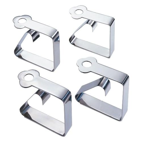 WENKO Tischtuchklemmen 4er Set Edelstahl - 4er Set, Edelstahl rostfrei, 6 x 2 x 6 cm, Glänzend von WENKO