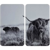 WENKO Herdabdeckplatten Highland Cattle schwarz 2 St. von Wenko