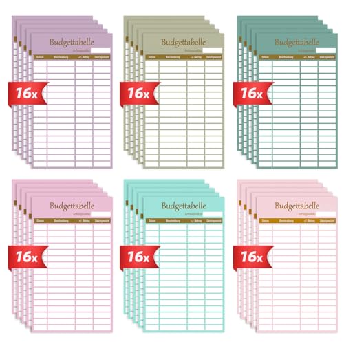 A6 Budget Planner Deutsch Zubehör (96er Set | 182 Seiten | 8 Farben) - Budget Sheets Zubehör für A6 Binder - Kosten Tracker - Ausgabenblätter - Einlagepapier Für Binder Notizbuch Ringbücher von WenmthG